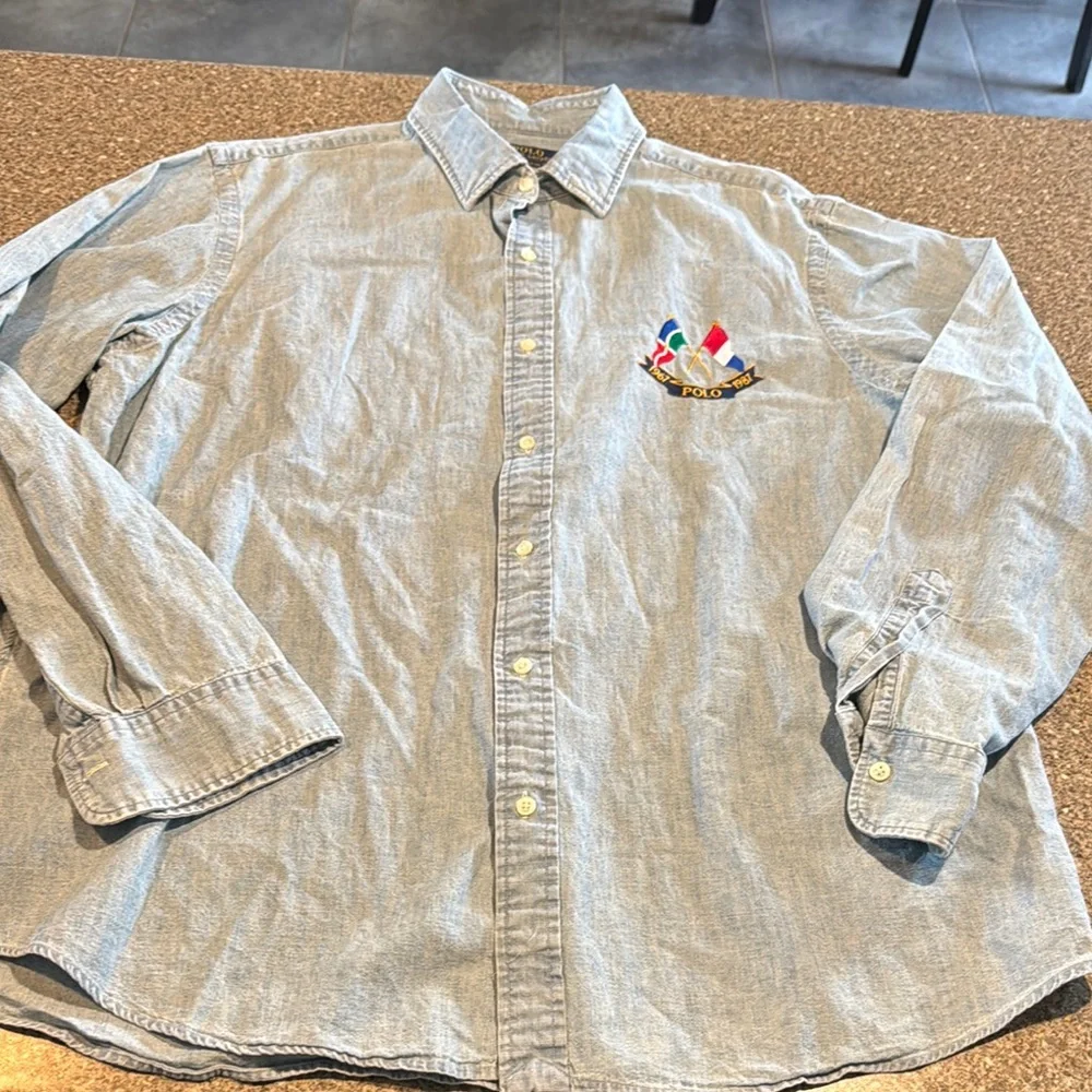 Vintage polo ralph lauren flags chambray shirt - Picture 1 of 3